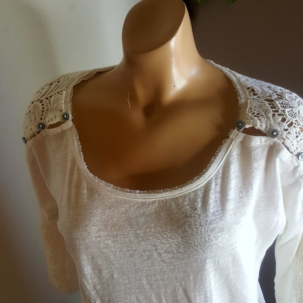 🍬Anthro. little yellow button Mabel knit top S - Picture 4 of 8